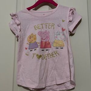 Pink Peppa Pig Girls T-shirt with Ruffles and Glitter. “Better Together.”